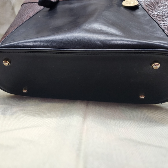 Brahmin Tuscan Collection Medium Asher Tote Pecan Brown Croc Black Leather Zip - Picture 2 of 15